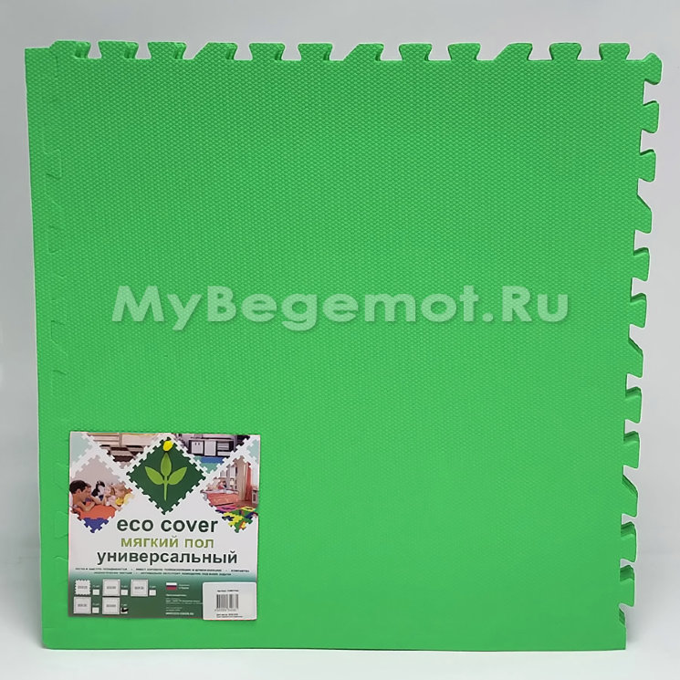 Набор мягких плиток (коврик-пазл) 60х60x0.9 см, салатовый