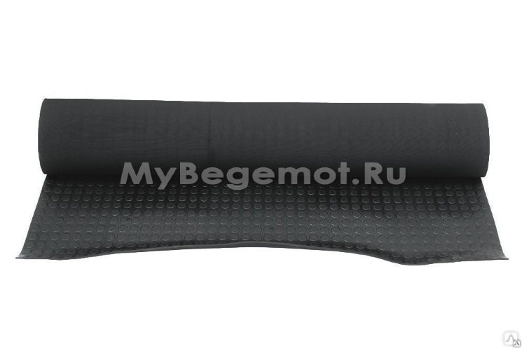 Рулонная резина, резиновое покрытие  "Монетка" 1.5*10.0 м, 4 мм, черный